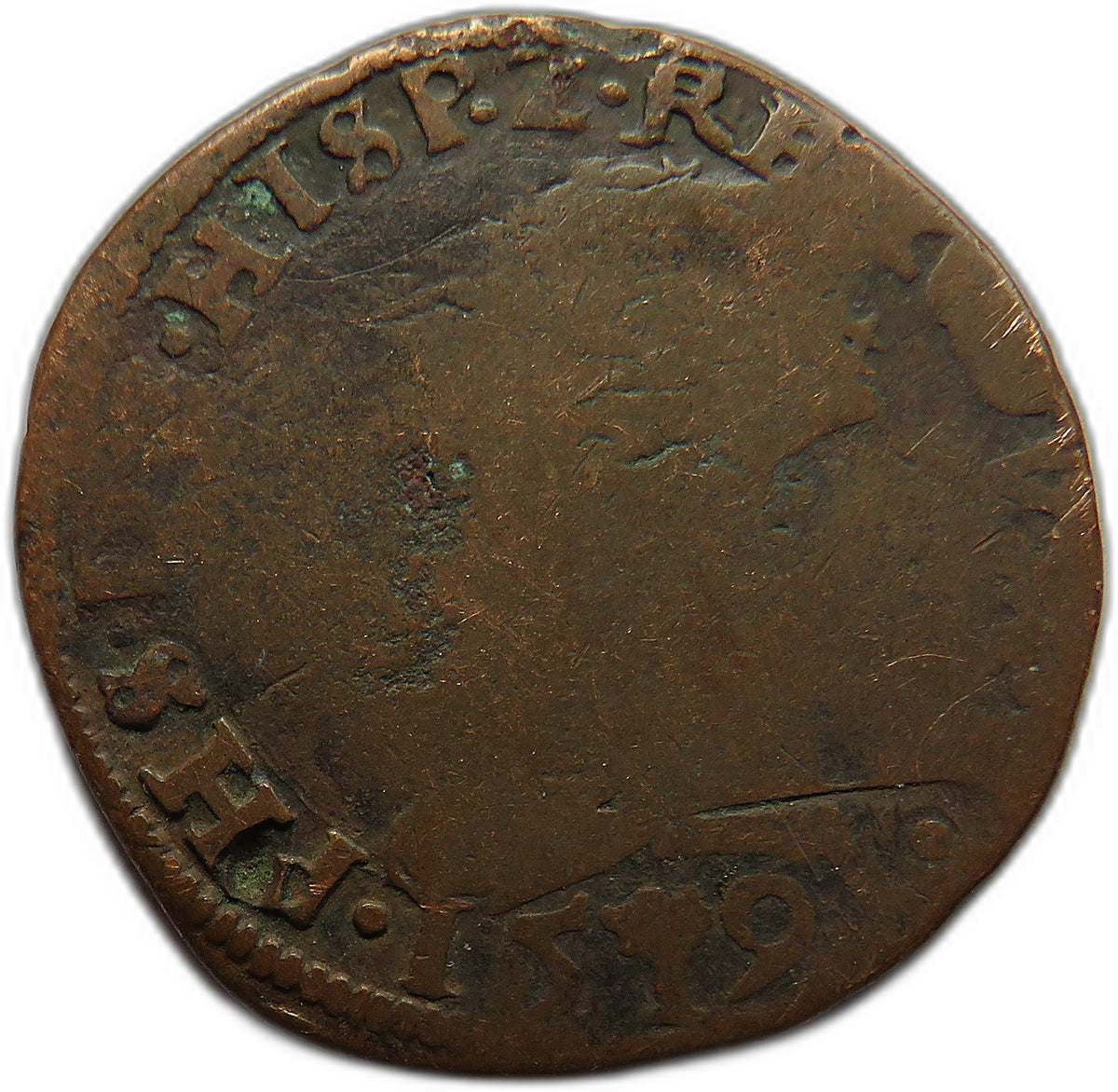 1591 Spanish Netherlands Duchy of Brabant Liard Coin