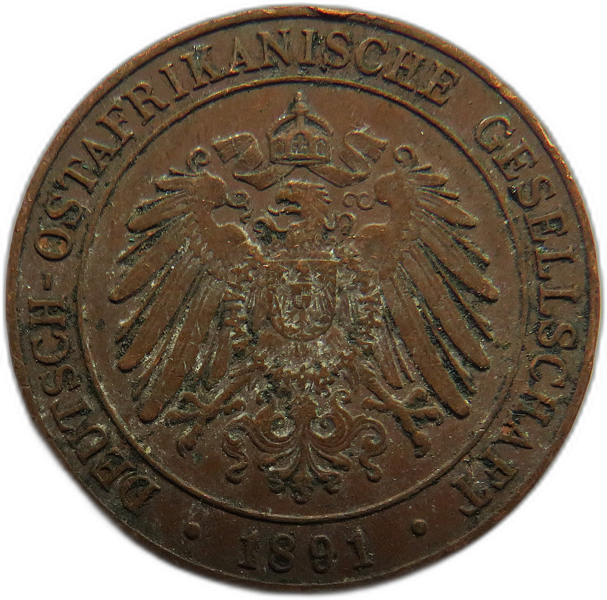 1891 German East Africa One Pesa Coin