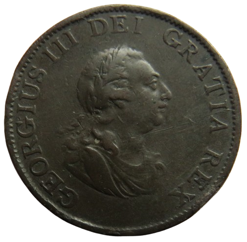 1799 King George III Halfpenny Coin - Great Britain