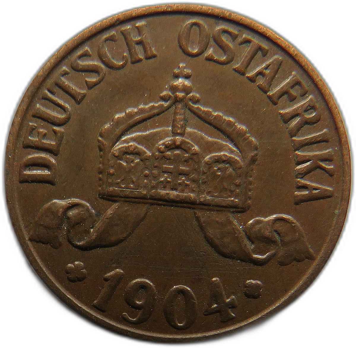1904-A German East Africa 1 One Heller Coin