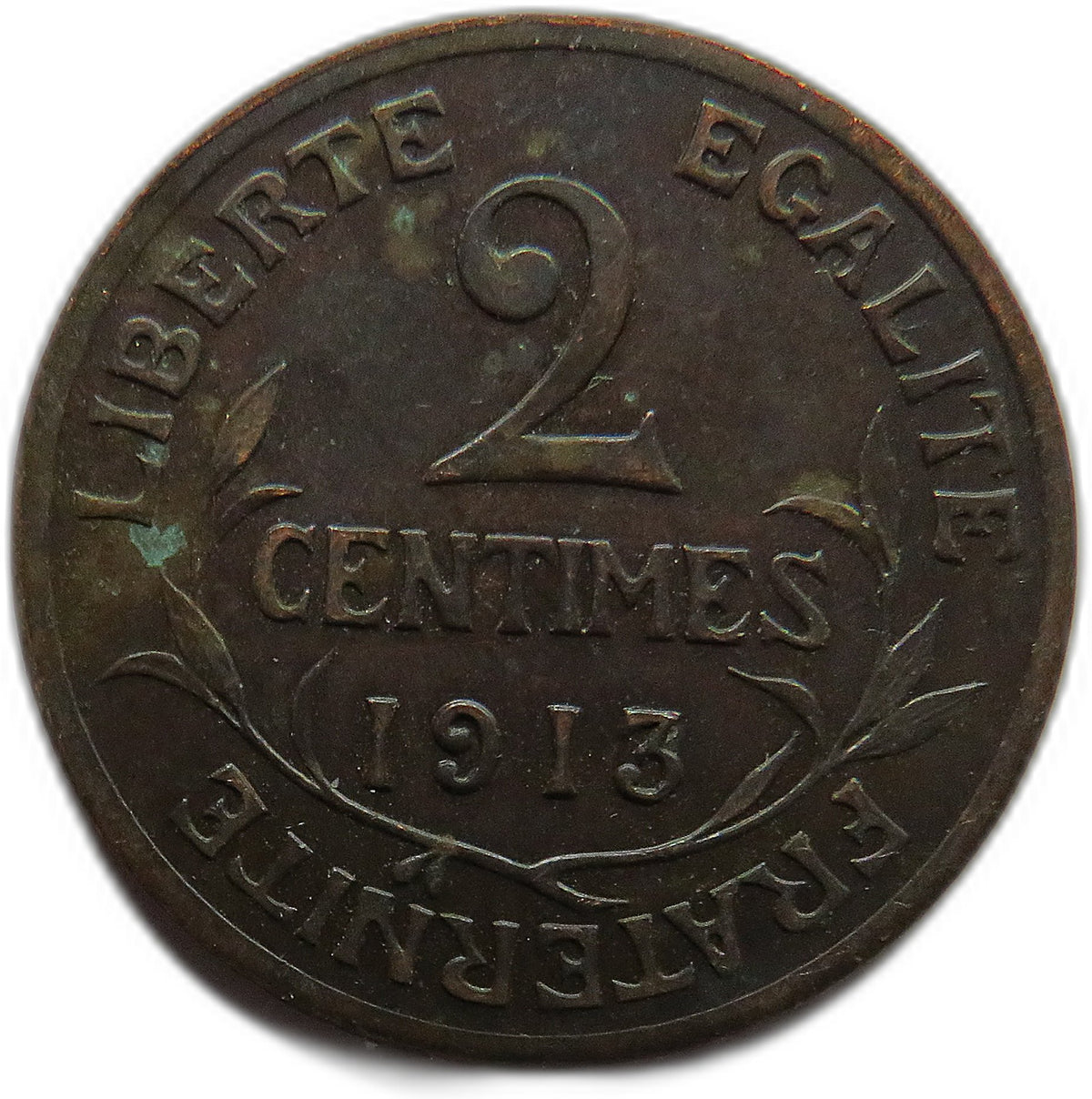 1913 France 2 Centimes Coin