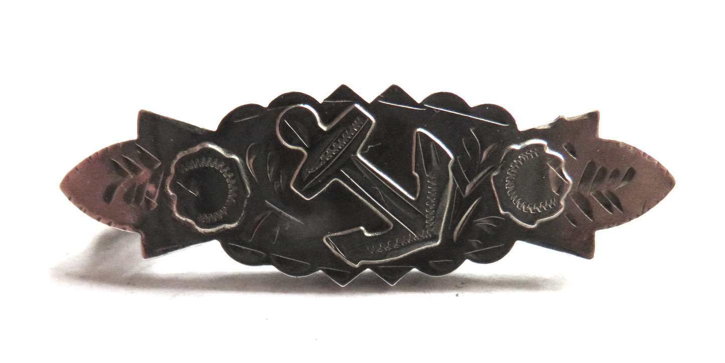 Antique Victorian Sterling Silver Anchor Brooch Hallmarked Birmingham 1900