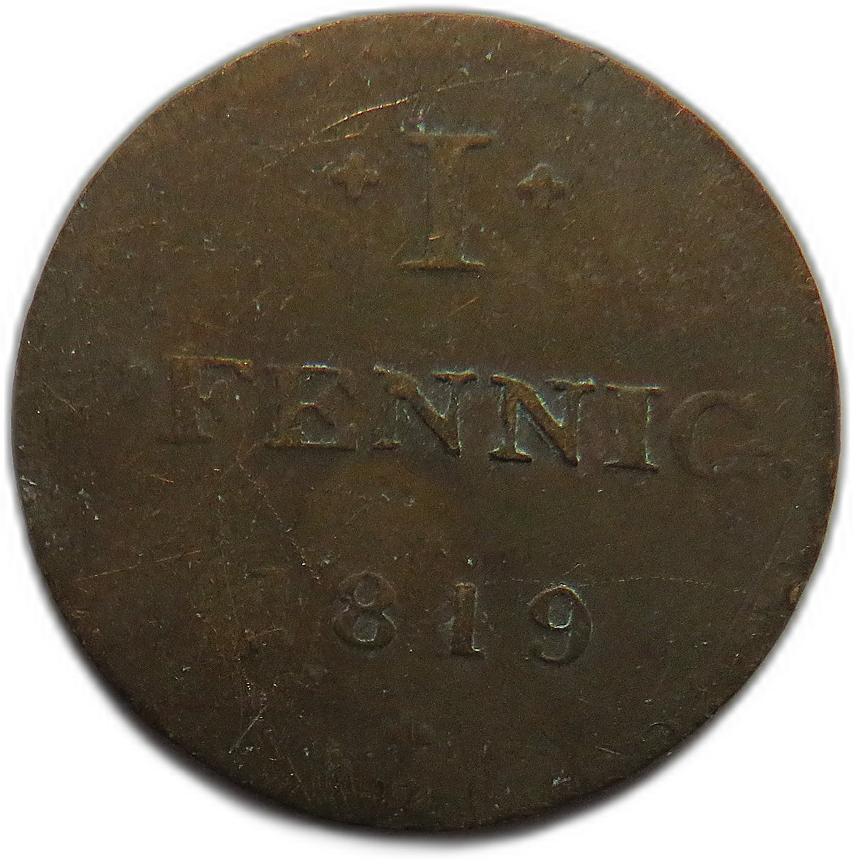1819 German States Frankfurt Am Main 1 Pfennig Coin