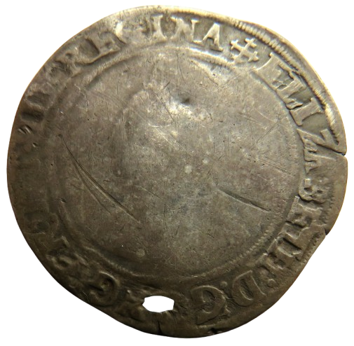 1560-1 Elizabeth I Hammered Silver Shilling Coin MM - Cross Crosslet