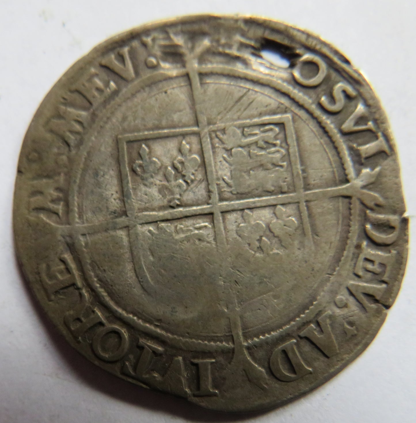 1560-1 Elizabeth I Hammered Silver Shilling Coin MM - Cross Crosslet