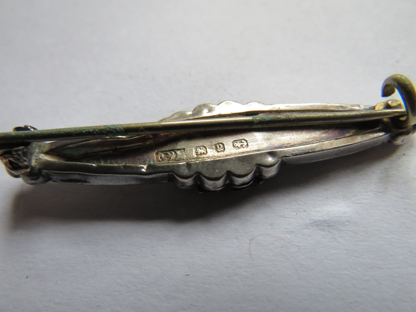 Antique Victorian Sterling Silver & Gold Thistle Brooch Birmingham 1900