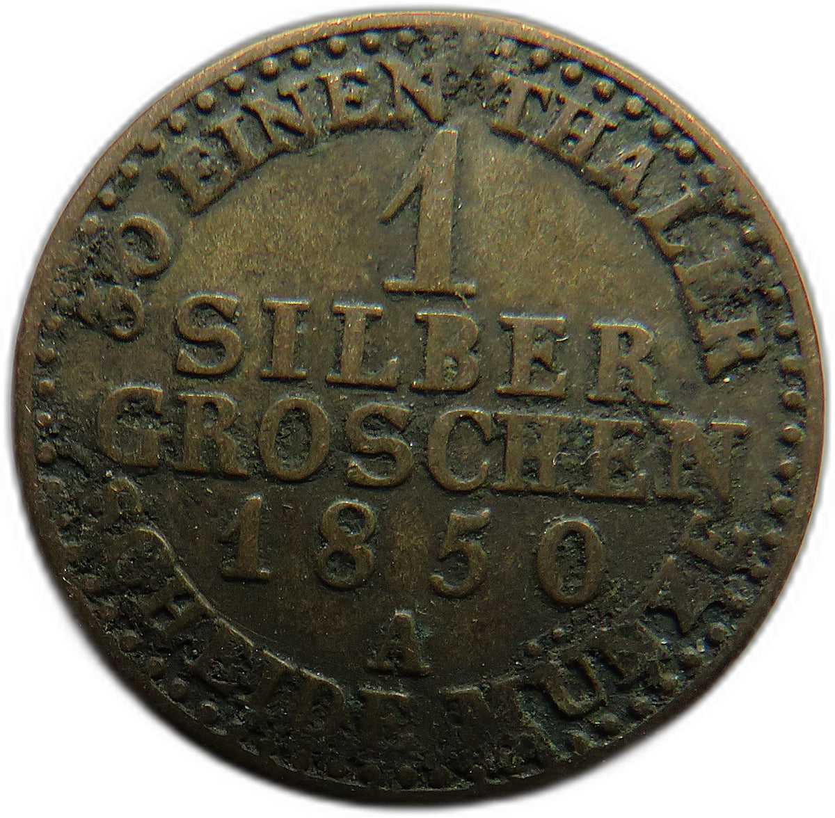 1850-A German States Prussia 1 Silber Groschen Coin