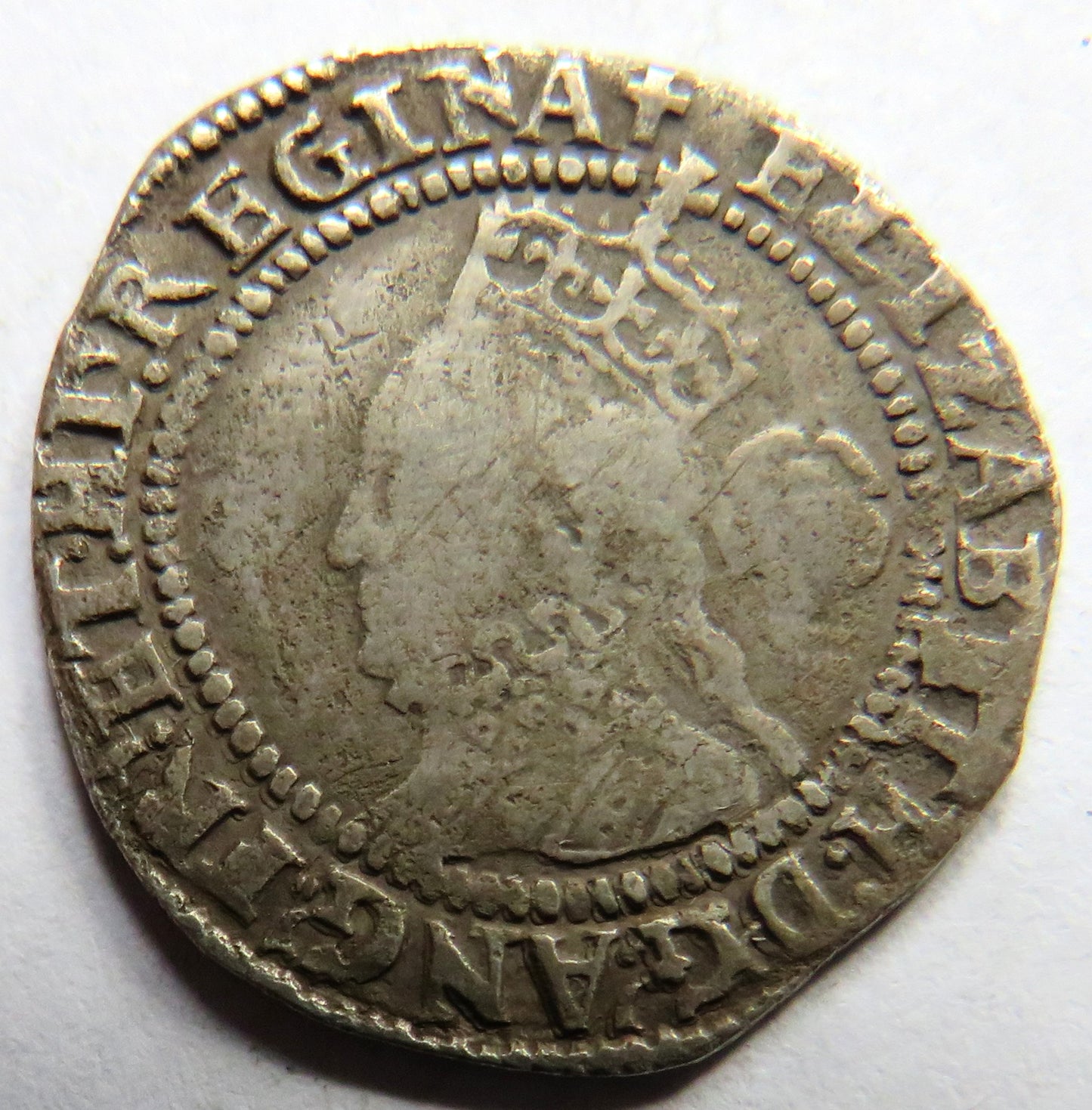 1580 Queen Elizabeth I England Hammered Threepence Silver Coin