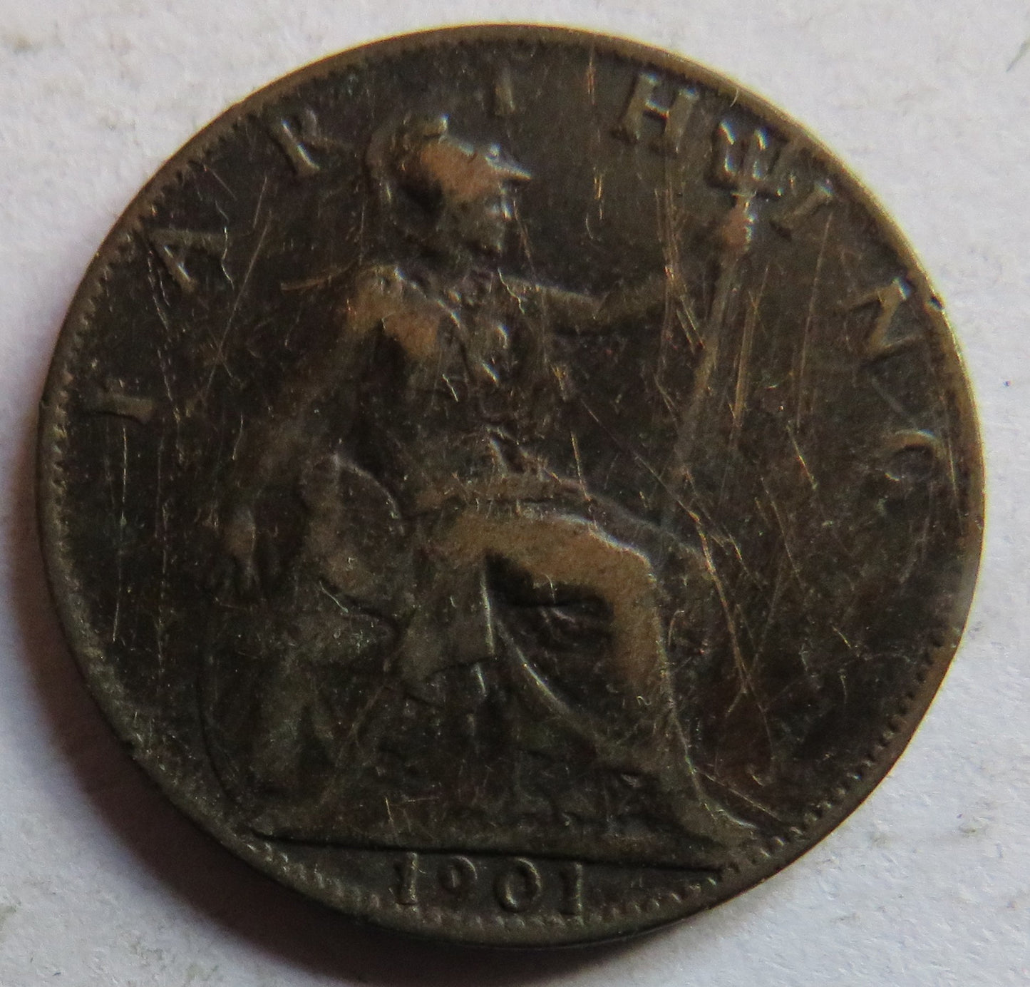 1901 Queen Victoria Farthing Coin - Great Britain