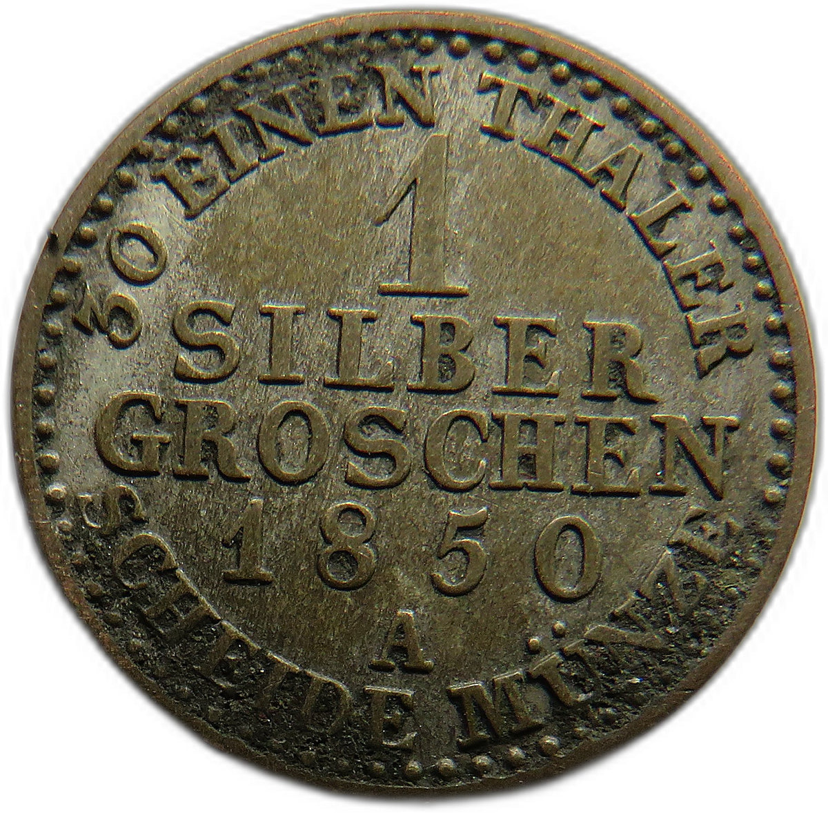 1850-A German States Prussia 1 Silber Groschen Coin