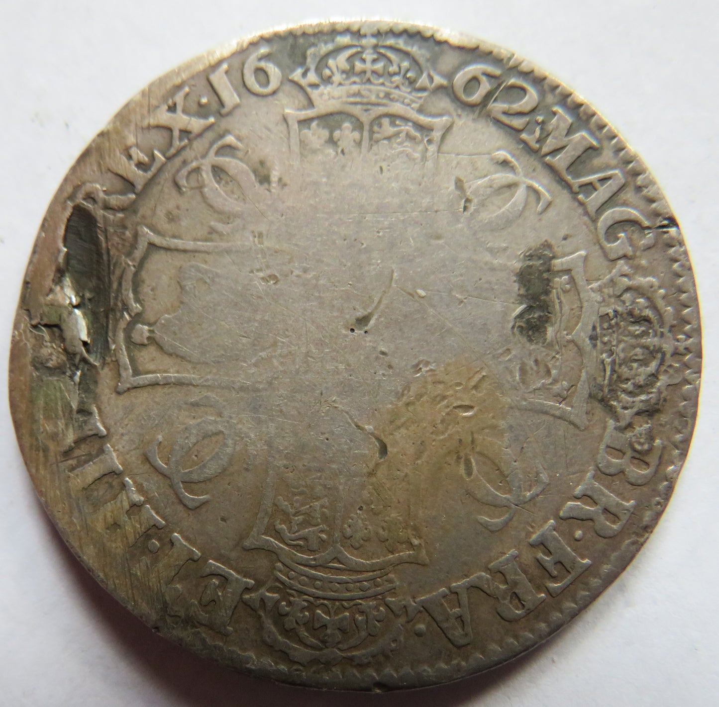 1662 King Charles II Silver Crown Coin