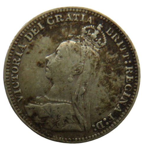 1889 Queen Victoria Jubilee Head Silver Threepence Coin - Great Britain