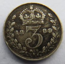 Load image into Gallery viewer, 1889 Queen Victoria Jubilee Head Silver Threepence Coin - Great Britain
