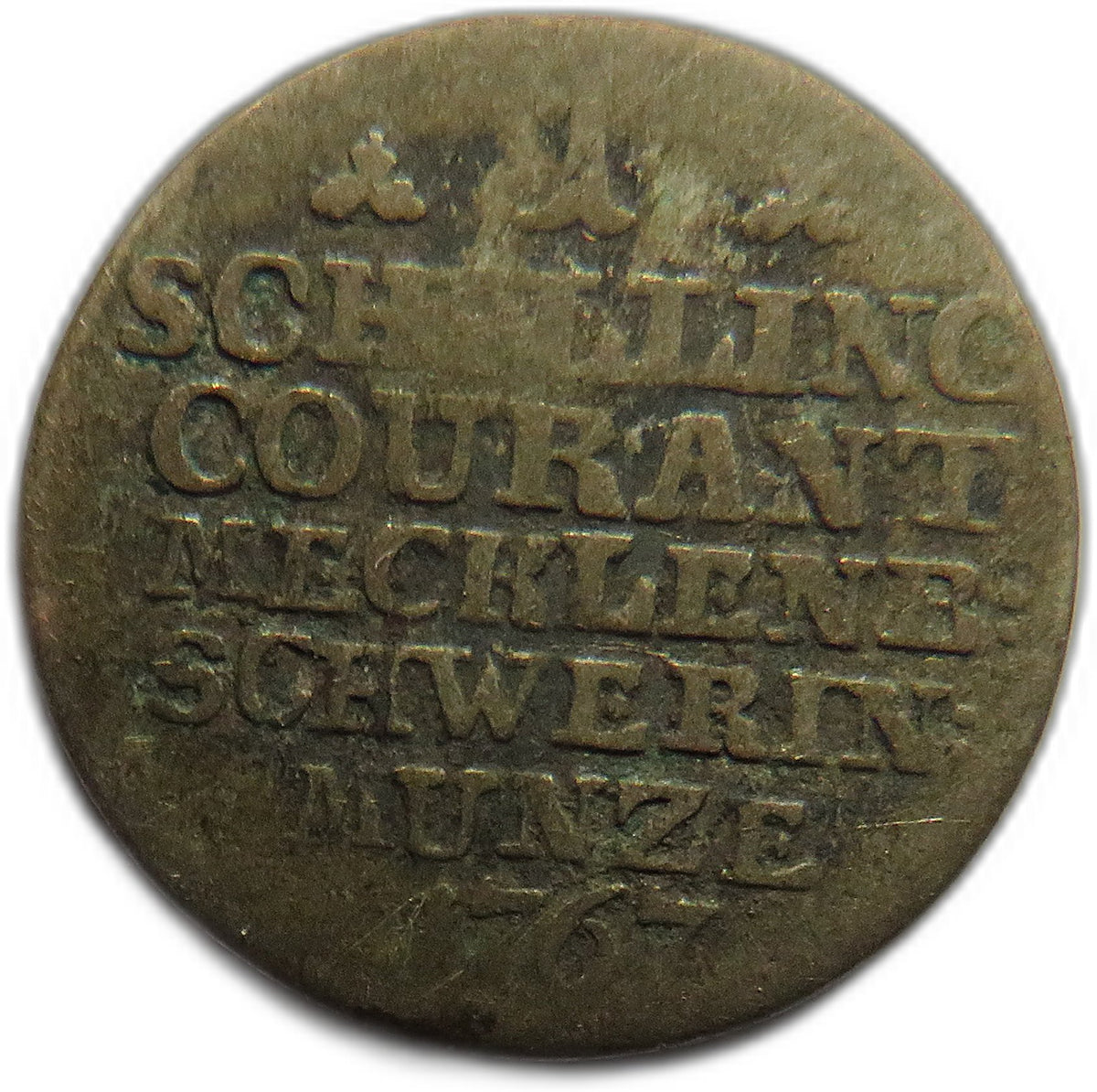 1767 German States Mecklenburg-Schwerin Silver 1 Schilling Coin