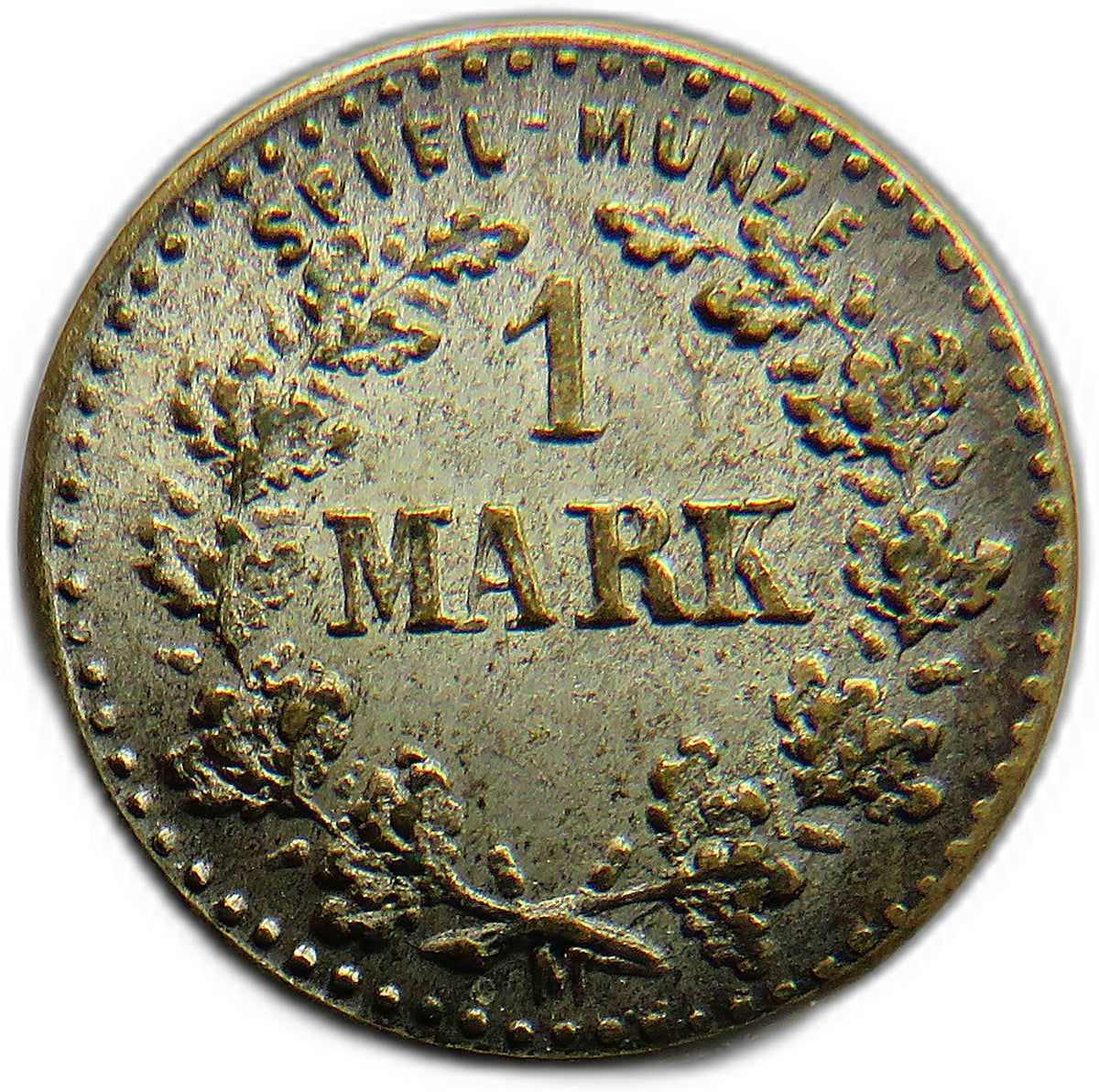 Spiel-Munze 1 Mark Antique German Play / Toy Money Small Coin