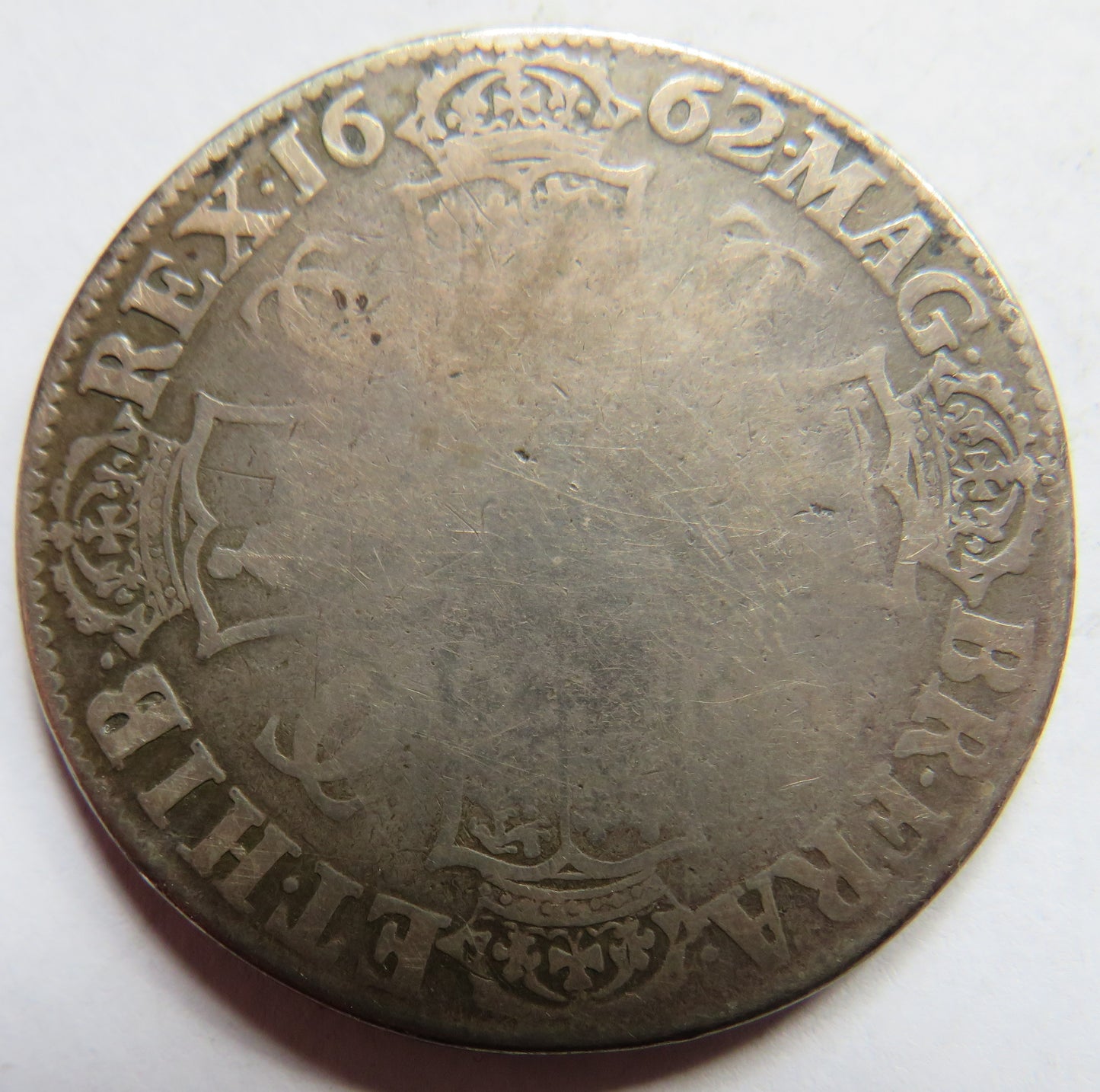 1662 King Charles II Silver Crown Coin