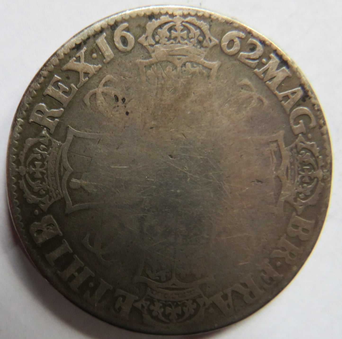 1662 King Charles II Silver Crown Coin