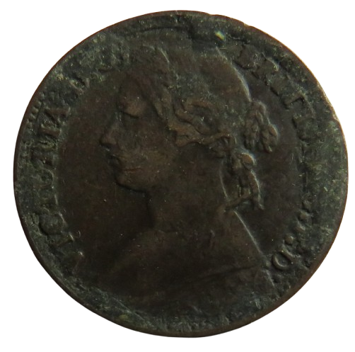 1878 Queen Victoria Bun Head Farthing Coin - Great Britain