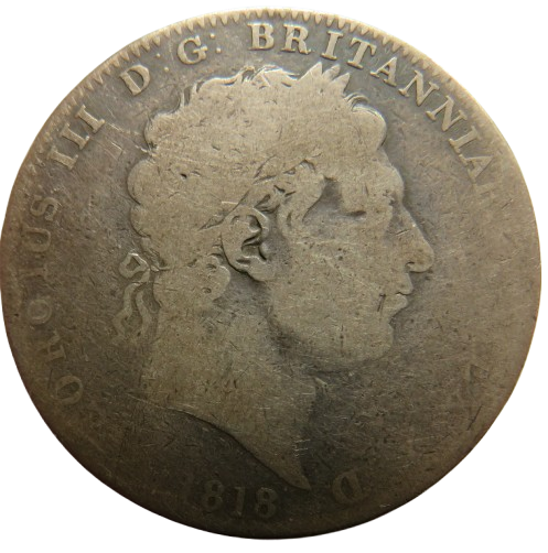 1818 LVIII King George IIII Silver Crown Coin - Great Britain