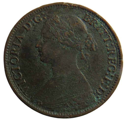 1867 Queen Victoria Bun Head Farthing Coin - Great Britain