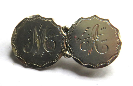 Antique Victorian Sterling Silver Sweetheart Brooch Made From Threepence Coins