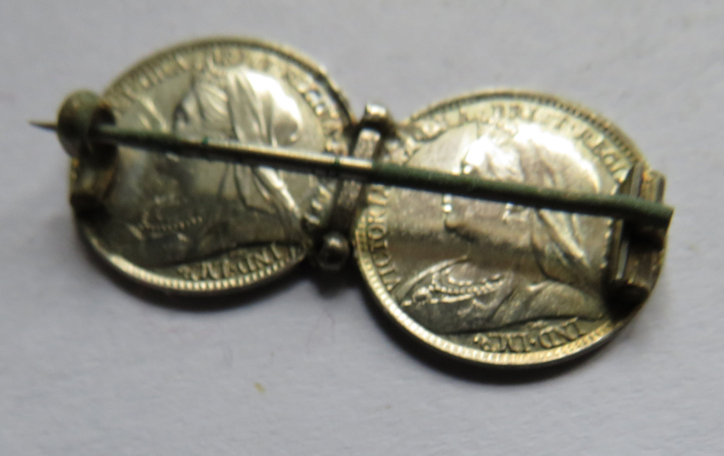 Antique Victorian Sterling Silver Sweetheart Brooch Made From Threepence Coins