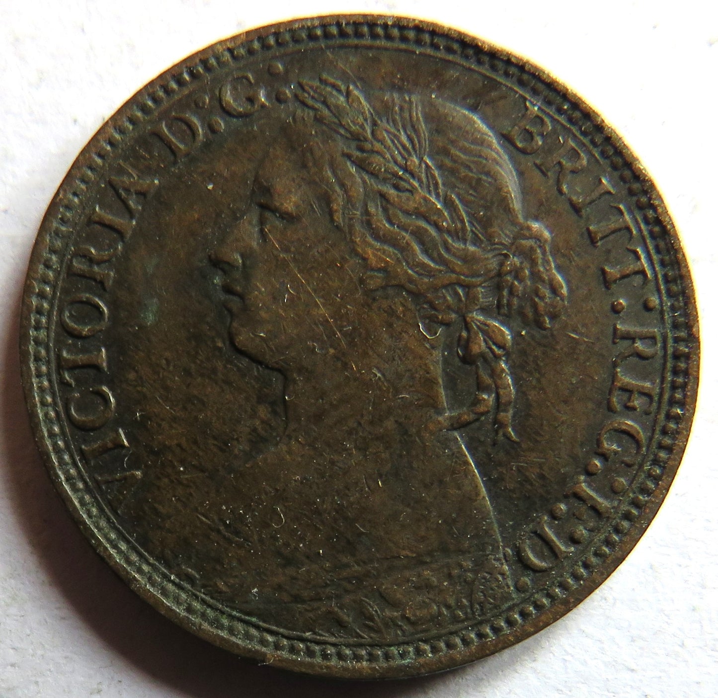 1875-H Queen Victoria Bun Head Farthing Coin - Great Britain