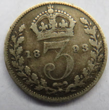 Load image into Gallery viewer, 1893 Queen Victoria Jubilee Head Silver Threepence Coin - Great Britain
