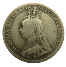 Load image into Gallery viewer, 1893 Queen Victoria Jubilee Head Silver Threepence Coin - Great Britain
