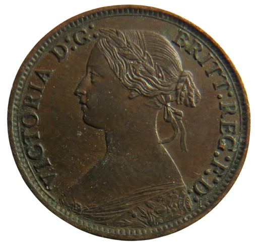 1869 Queen Victoria Bun Head Farthing Coin In Better Grade - Scarce Date