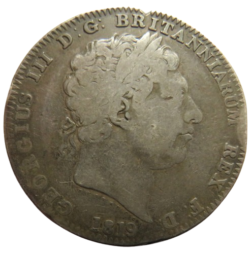 1819 LIX King George IIII Silver Crown Coin - Great Britain