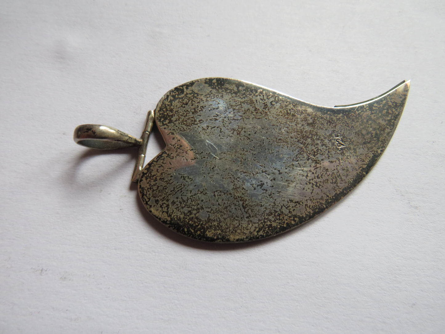 Large Sterling Silver & Mother of Pearl Leaf Pendant