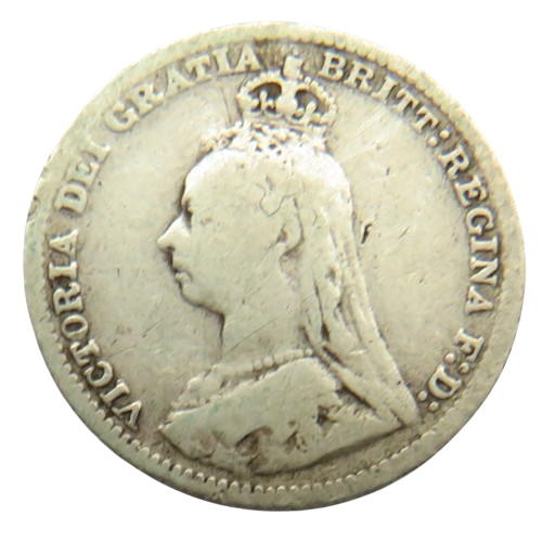 1893 Queen Victoria Jubilee Head Silver Threepence Coin - Great Britain