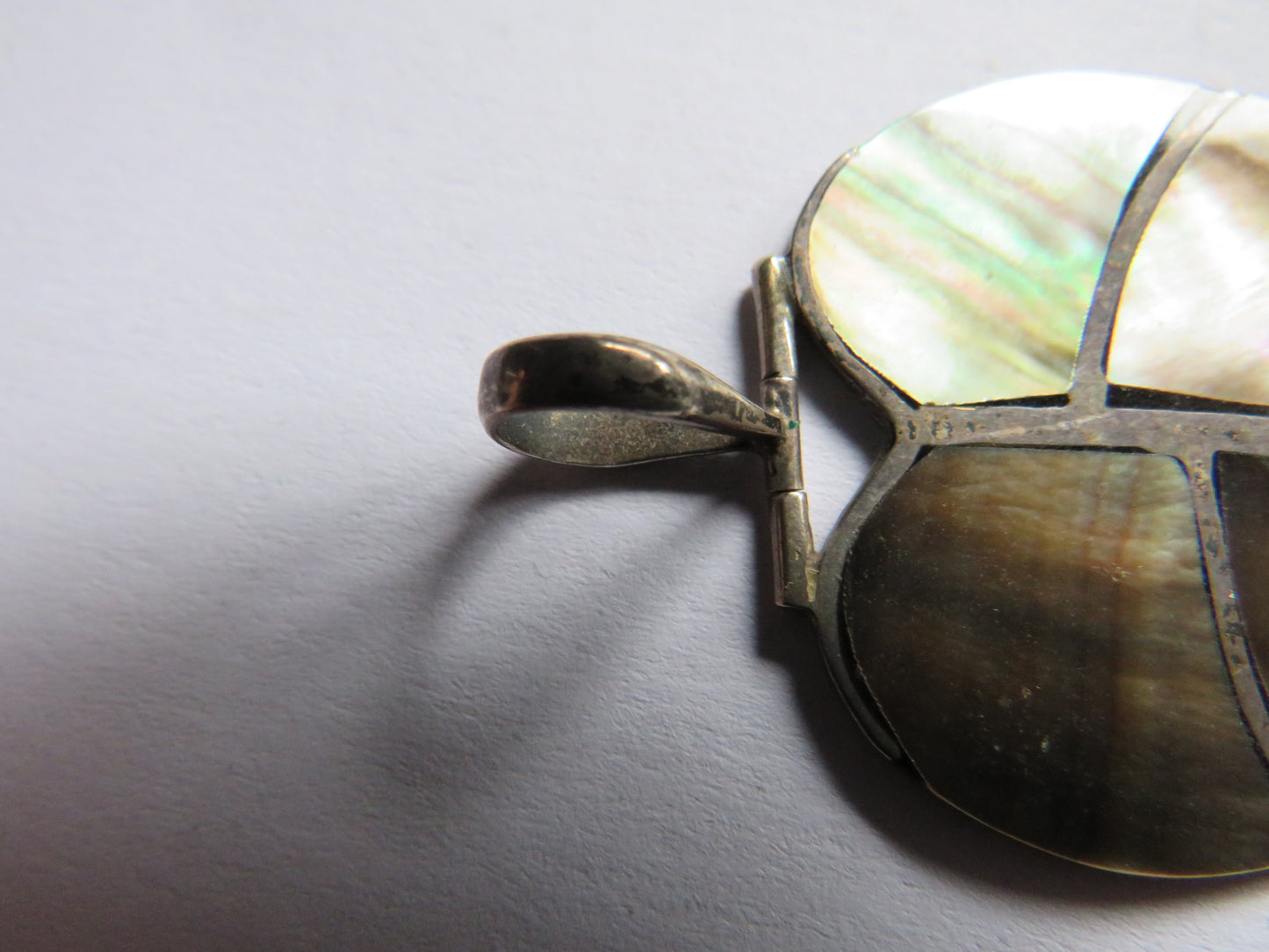 Large Sterling Silver & Mother of Pearl Leaf Pendant