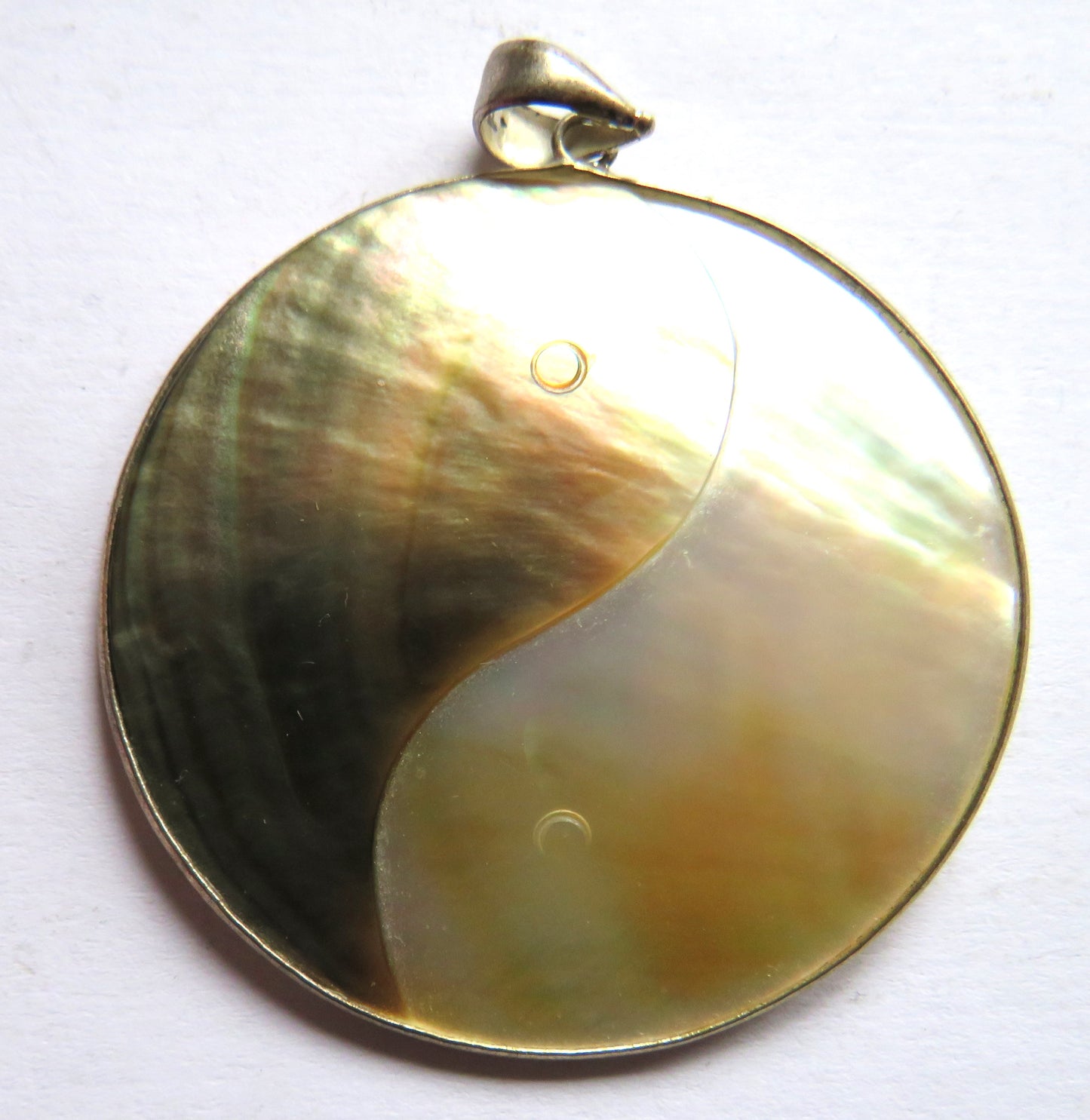 A Good Sized Mother of Pearl Ying Yang Pendant