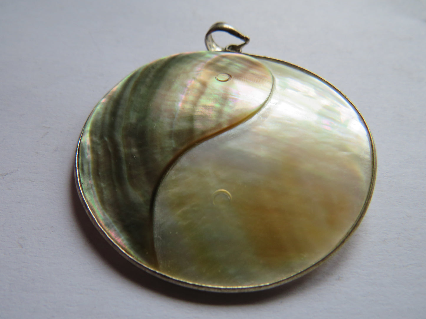 A Good Sized Mother of Pearl Ying Yang Pendant