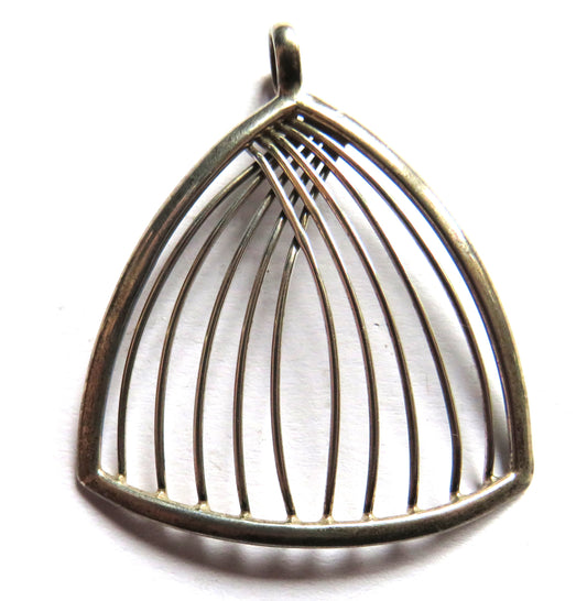 Stylish Ladies Sterling Silver Modernist Large Pendant From Mexico