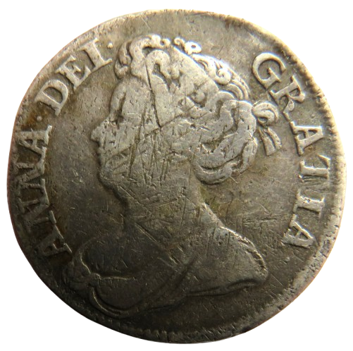 1711 Queen Anne Silver Shilling Coin - Great Britain