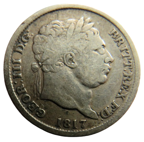 1817 King George III Silver Shilling Coin - Great Britain
