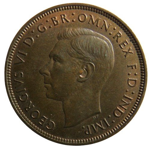 1938 King George VI One Penny Coin In High Grade
