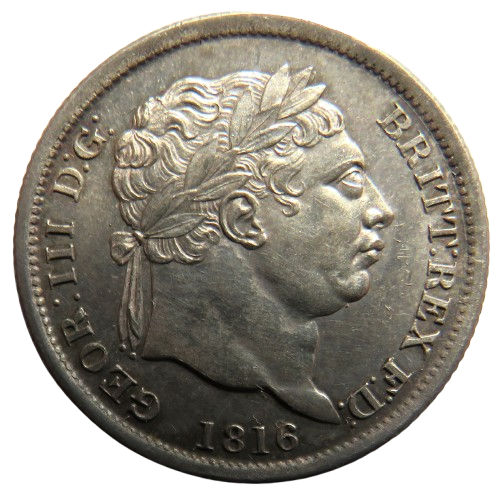1816 King George III Silver Shilling Coin In High Grade
