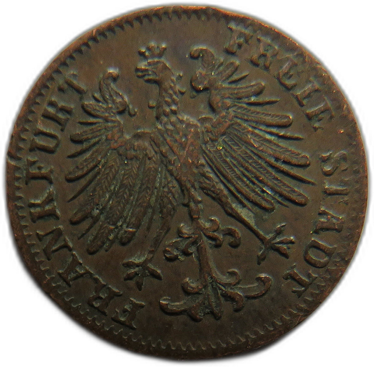 1857 German States Frankfurt One Heller Coin