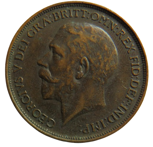 1912-H King George V One Penny Coin - Great Britain