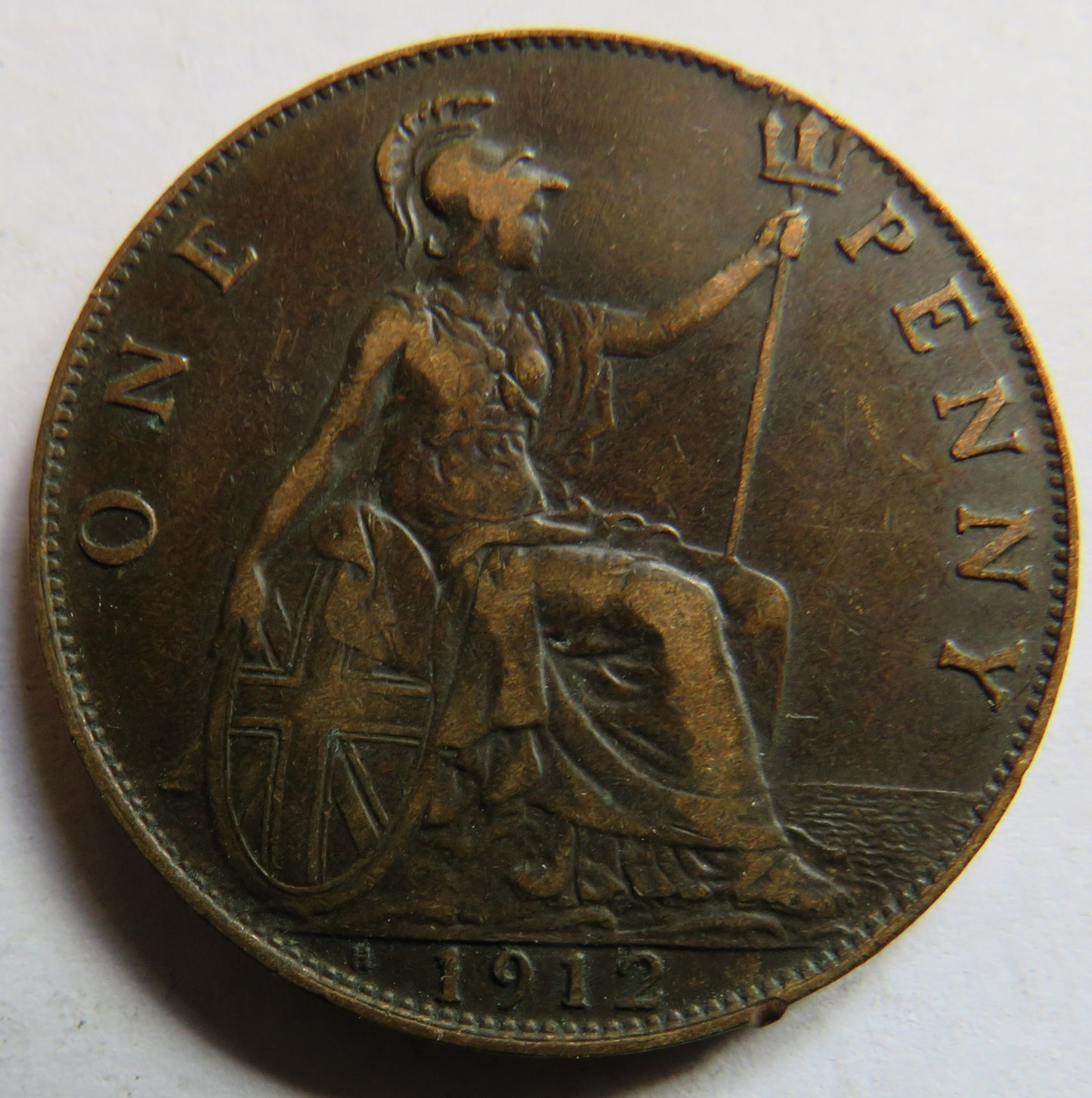 1912-H King George V One Penny Coin - Great Britain