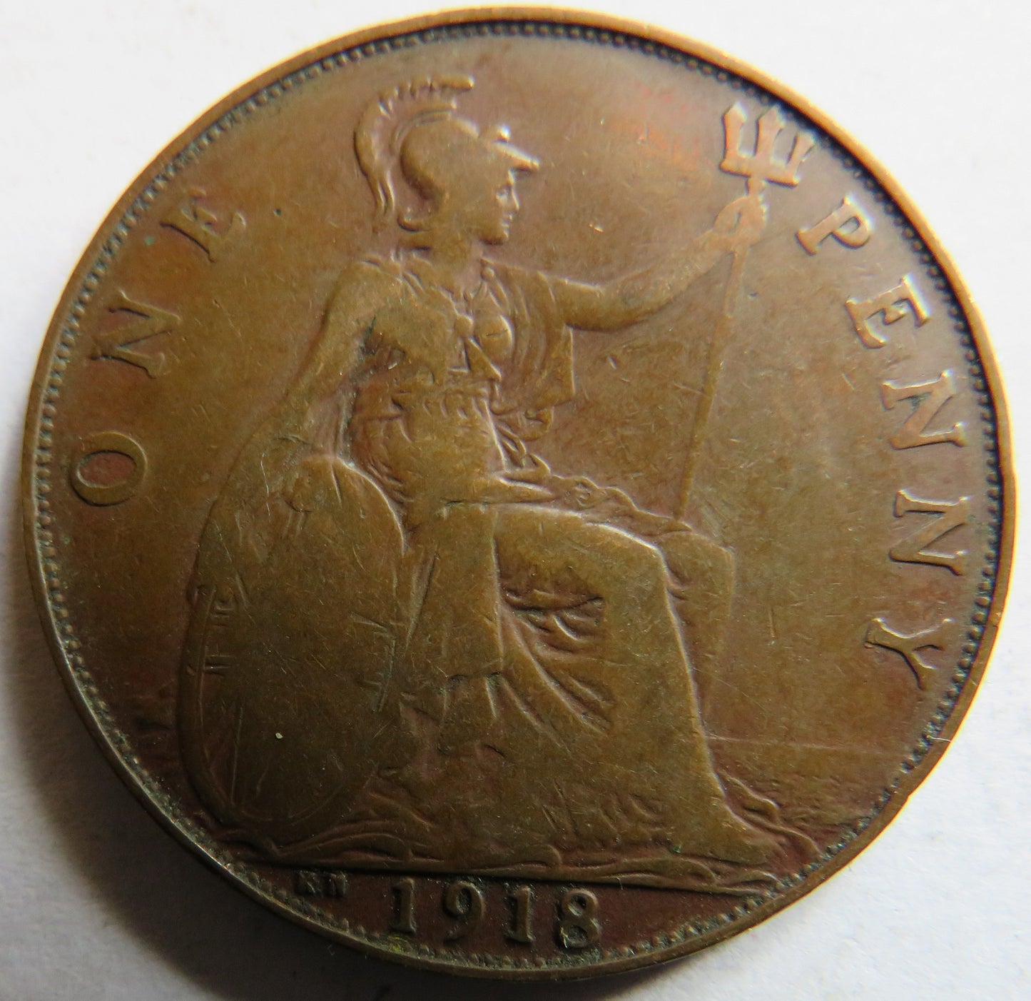 1918-KN King George V One Penny Coin - Great Britain