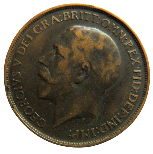 1912-H King George V One Penny Coin - Great Britain