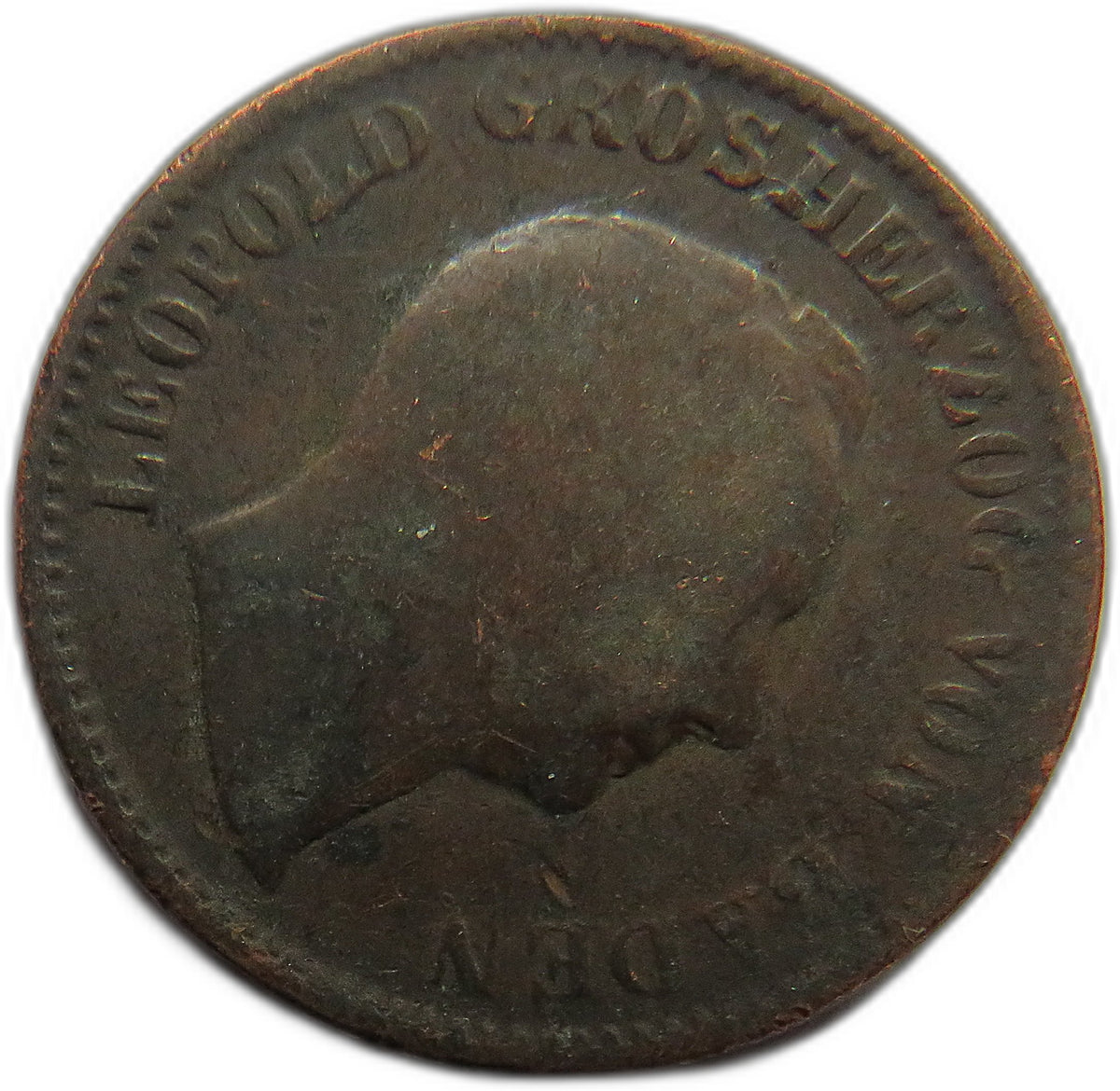 1845 German States Baden One Kreuzer Coin