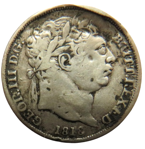 1818 King George III Silver Sixpence Coin - Great Britain
