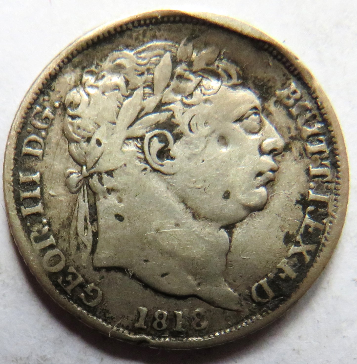 1818 King George III Silver Sixpence Coin - Great Britain