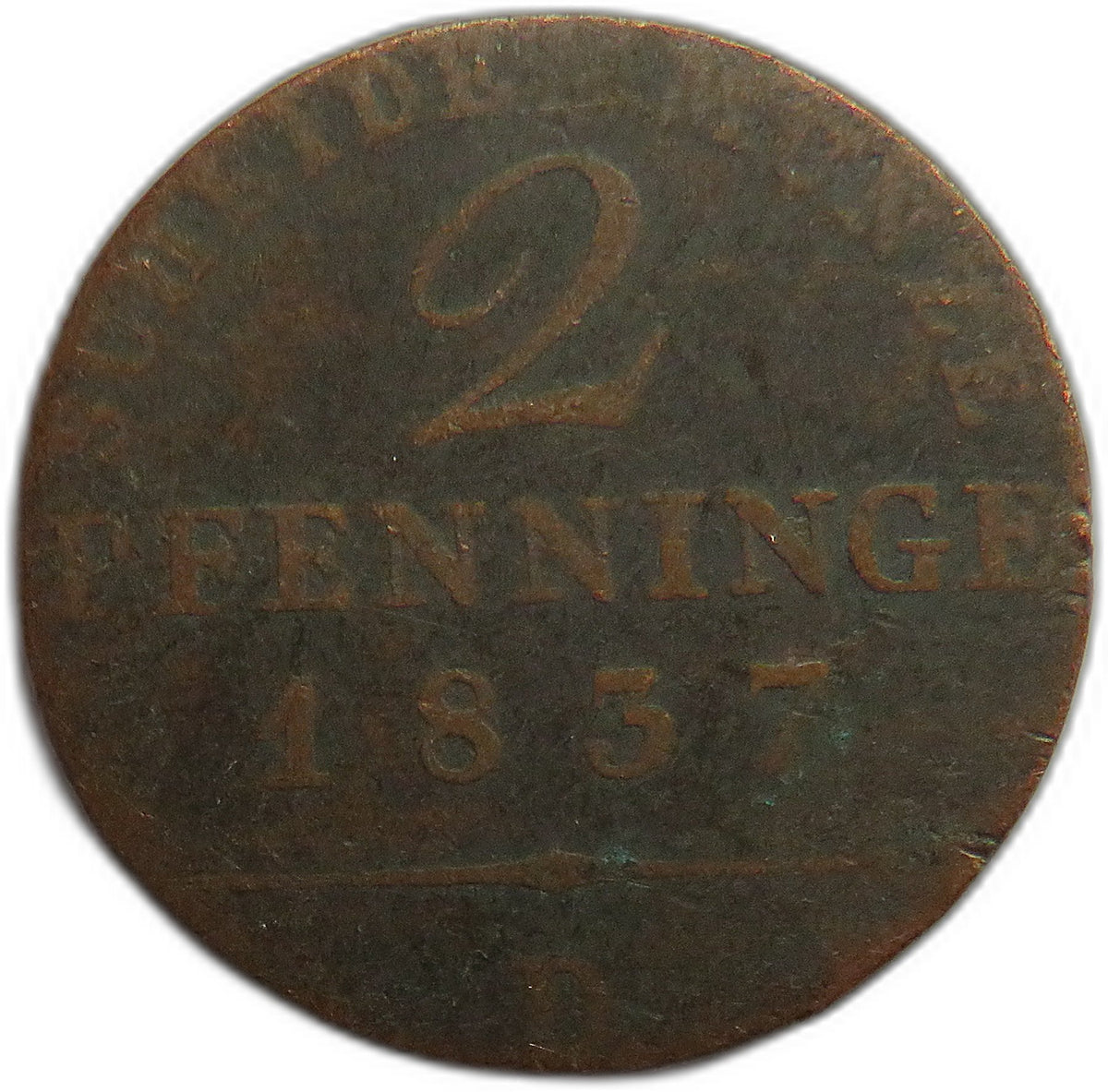 1837-D German States Prussia 2 Pfennig Coin